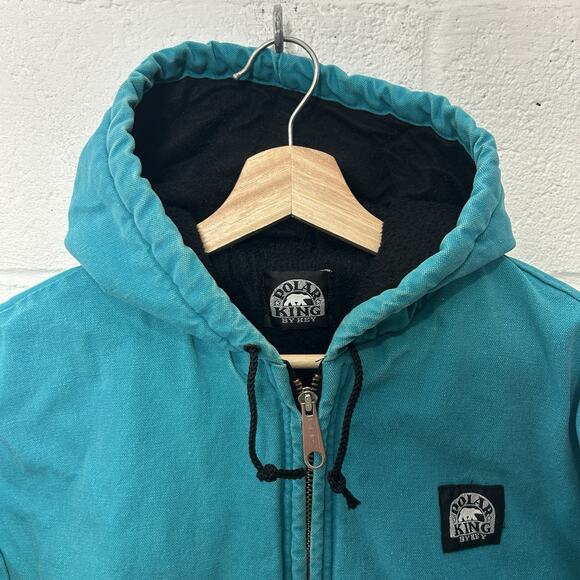 Vintage Polar King By Key Hooded Canvas Jacket “Turquoise” - Picture 6 of 11